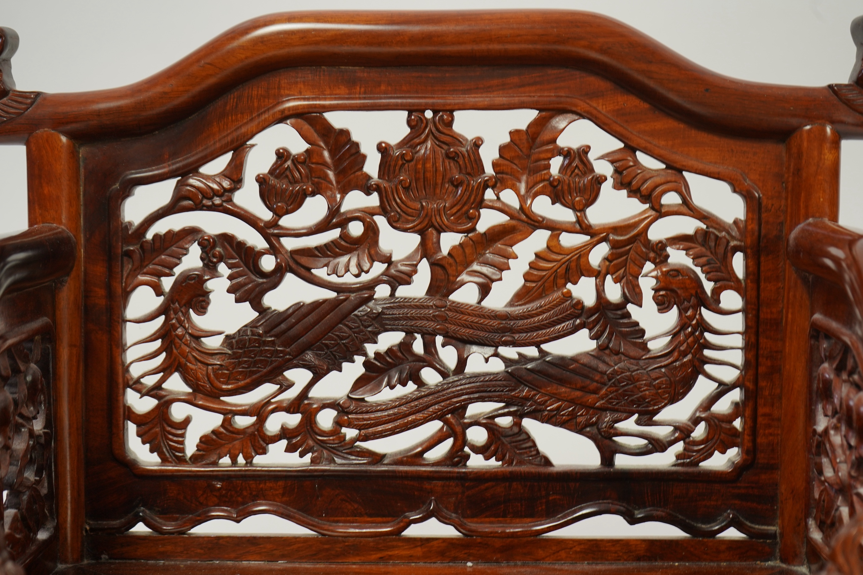 A Chinese huanghuali throne-shaped dressing cabinet, 20th century